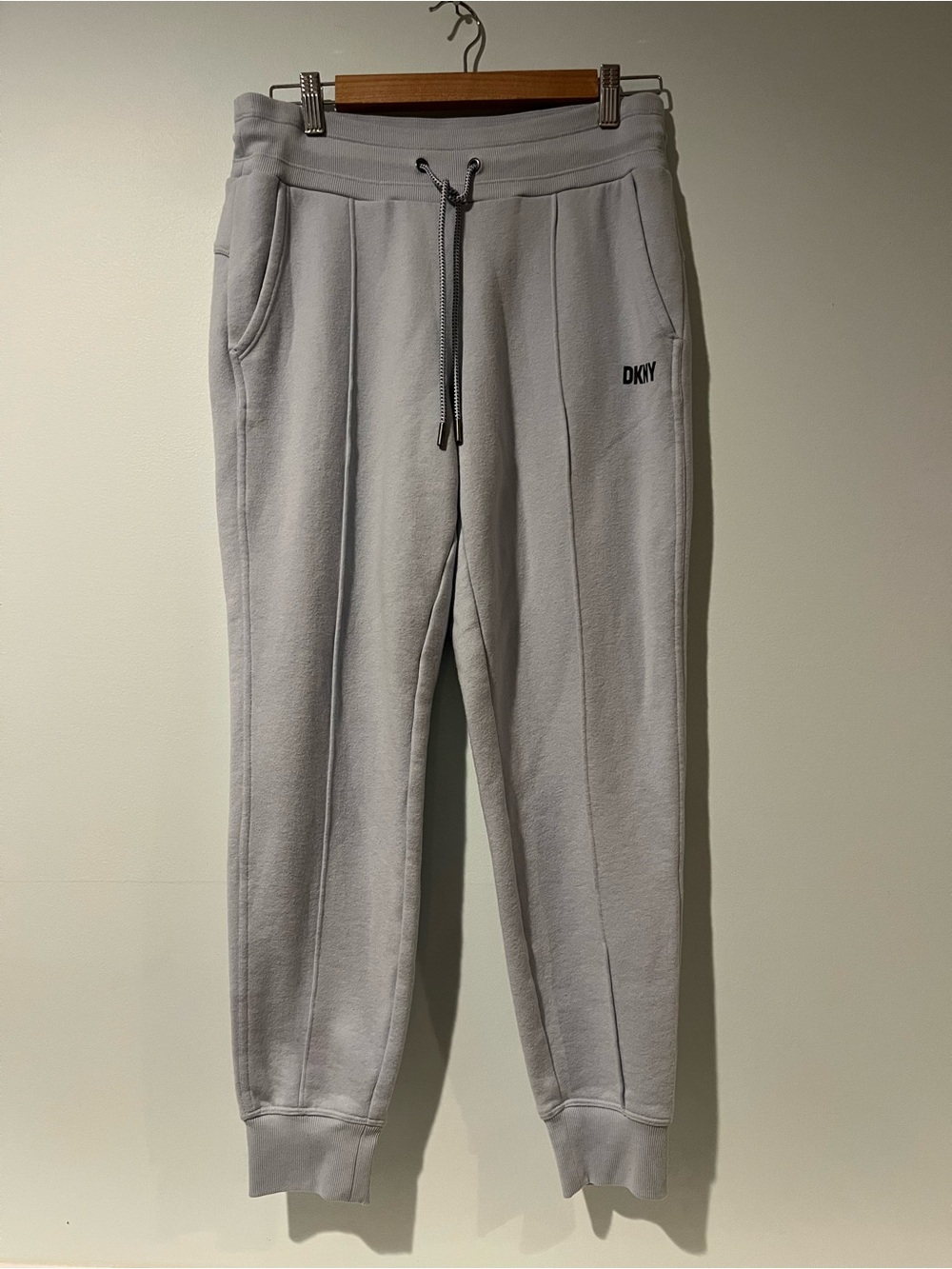 DKNY Joggers Women' Blue Fleece Pintuck Elastic Waist Sweatpants, Size Small